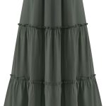BOMAROLAN Women's Boho Maxi Skirts Summer A Line Long Skirts Ruffle Swing Beach Skirts for Women